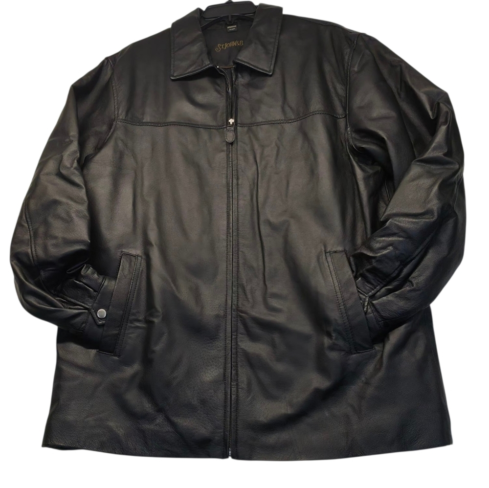St. John's Bay Heavy Black Leather Jacket for Men Size Large - Picture 3 of 13